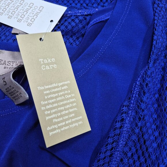 New Chico's Sleeveless Midi Dress Mesh Jacket Royal Blue Women's Size XL - Picture 7 of 15